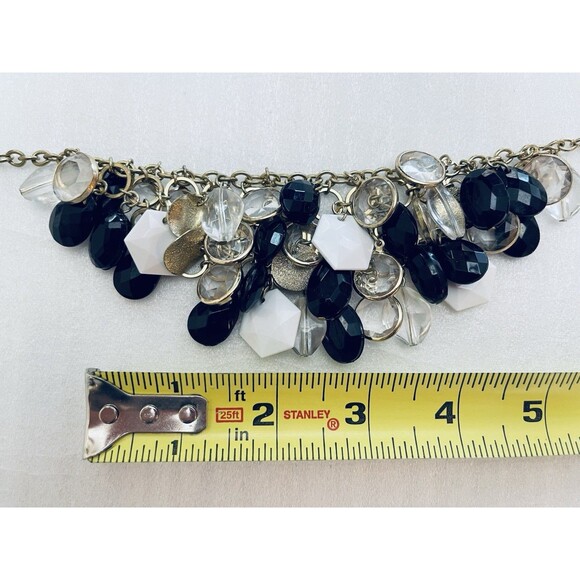 Gold Tone Bib Necklace Multi-Shaped Beads Cluster Statement Boho Party Jewelry - Picture 9 of 9